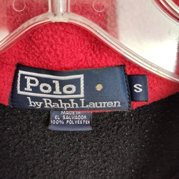 Polo Ralph Lauren 1/4-Zip Fleece Sweatshirt Men's S Black w/ Red Pullover Logo - Picture 7 of 8